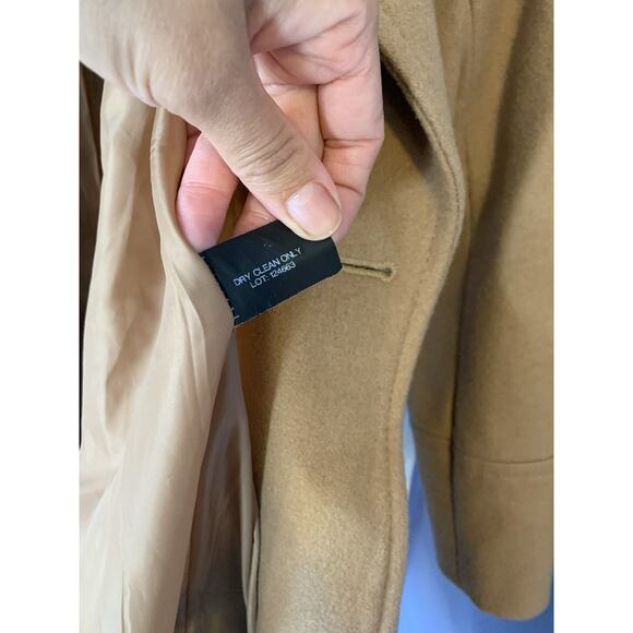 Michael Kors Wool belted coat camel zip up M preppy old money quiet luxury - Picture 10 of 10